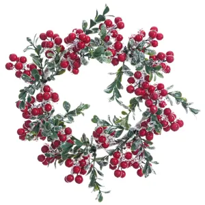 10" Iced Artificial Berry Hanging Wreath -Red (pack of 4)