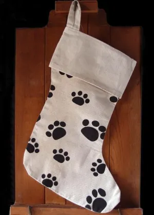 17" Bulk Canvas Christmas Stocking with Paw Design - CS157C (6 Pack)