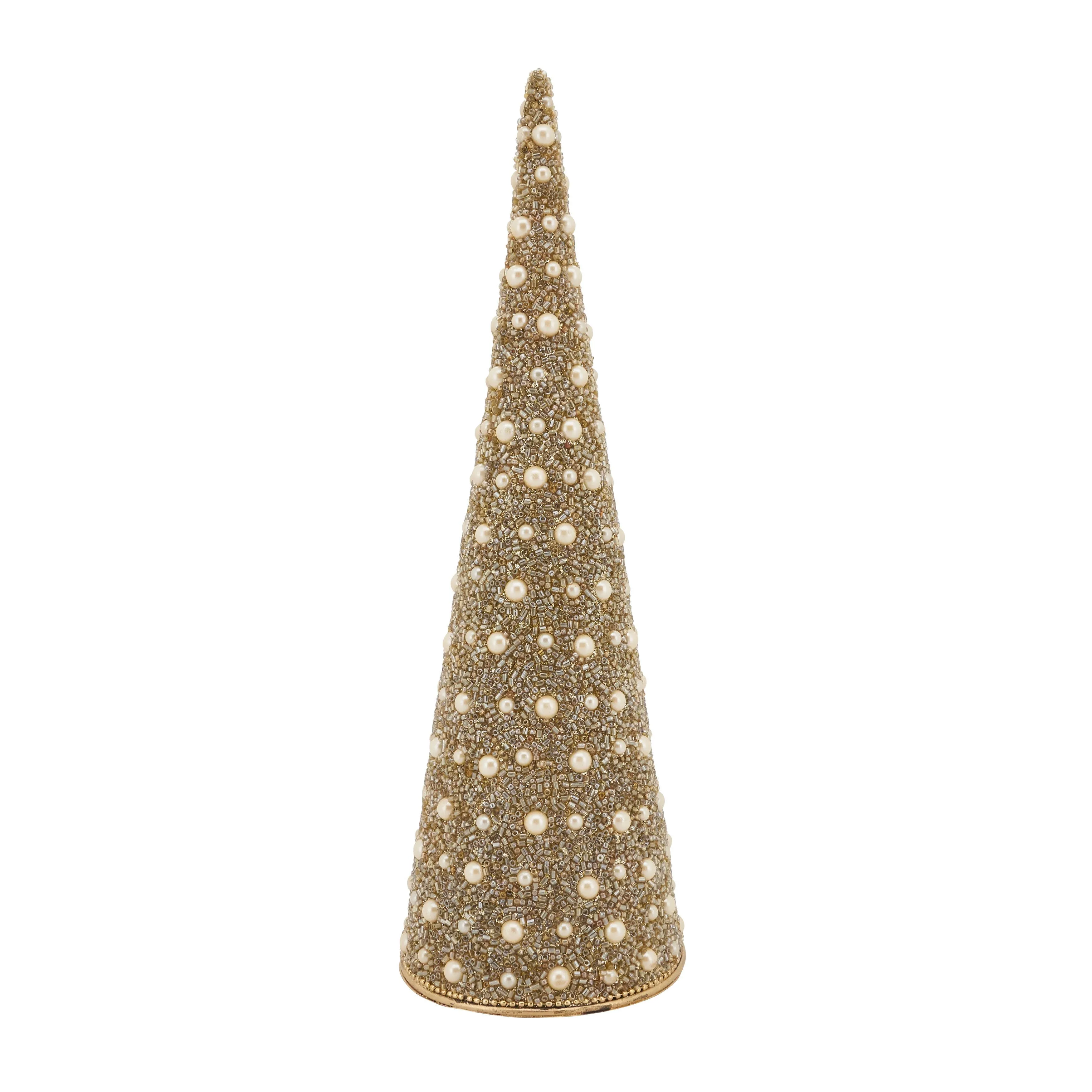 18" Beaded Christmas Tree: Champagne