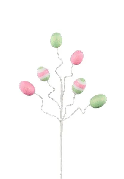 19" Glitter Easter Egg Spray: Pink/Lt Green