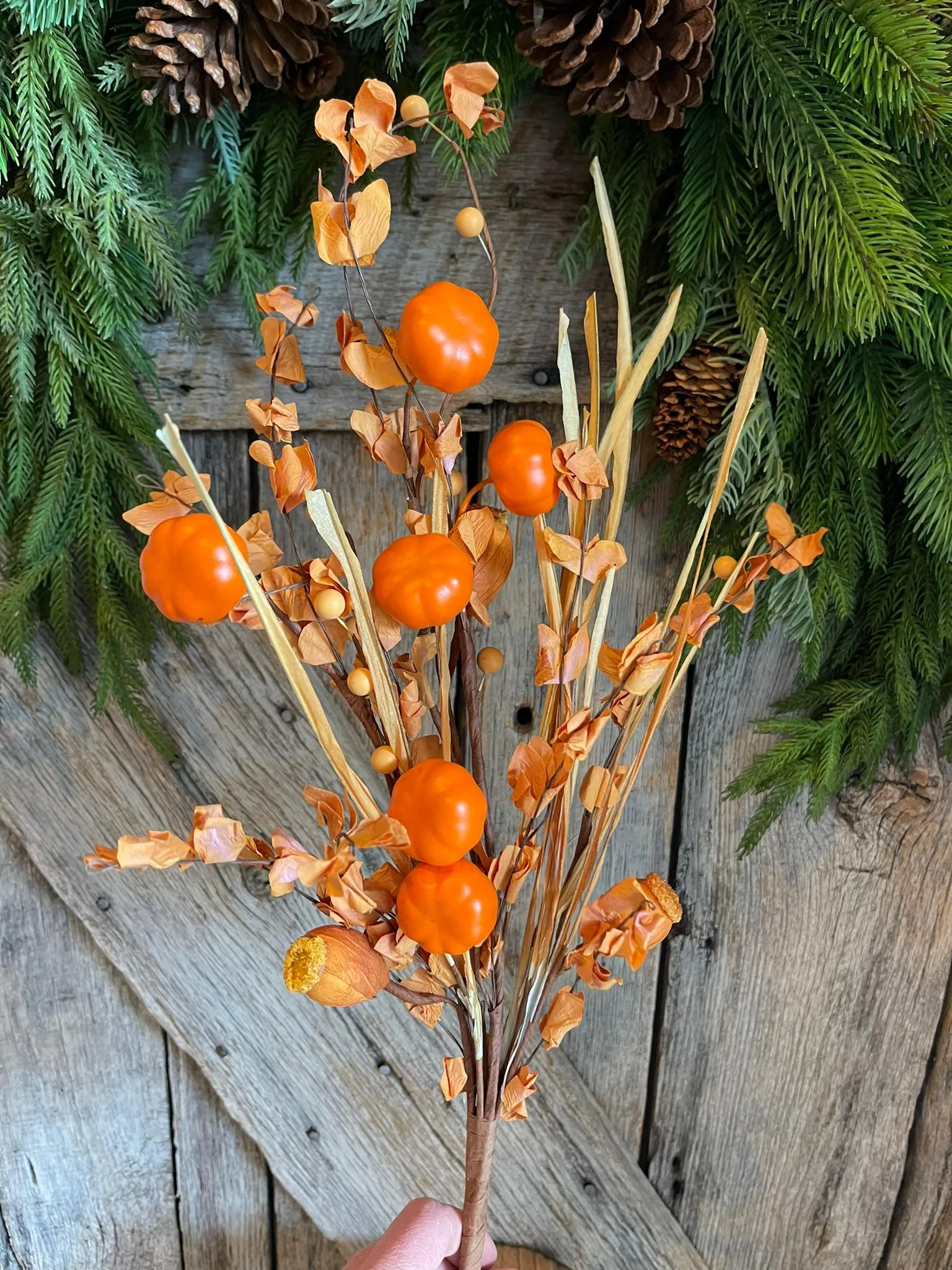 20" Fall Pumpkin Greenery Bush, Fall bush