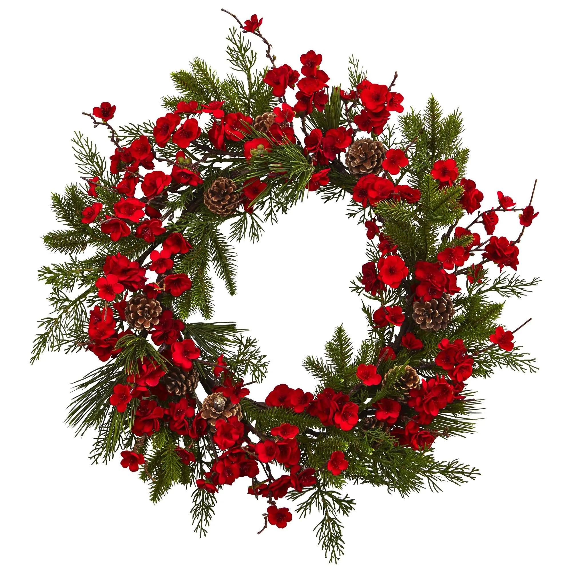 24” Plum Blossom Pine Wreath