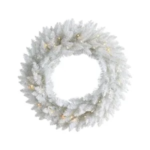 24" Colorado Spruce Artificial Christmas Wreath with 179 Bendable Branches and 35 Warm LED Lights