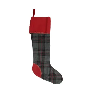 28" Gray and Red Rustic Chic Plaid Christmas Stocking