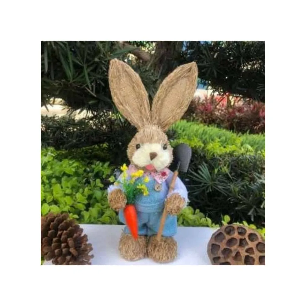 35cm Handmade Straw Rabbit Straw Bunny for Easter Day Artificial Animal Home Furnishing Shop Decoration, Bunny 11