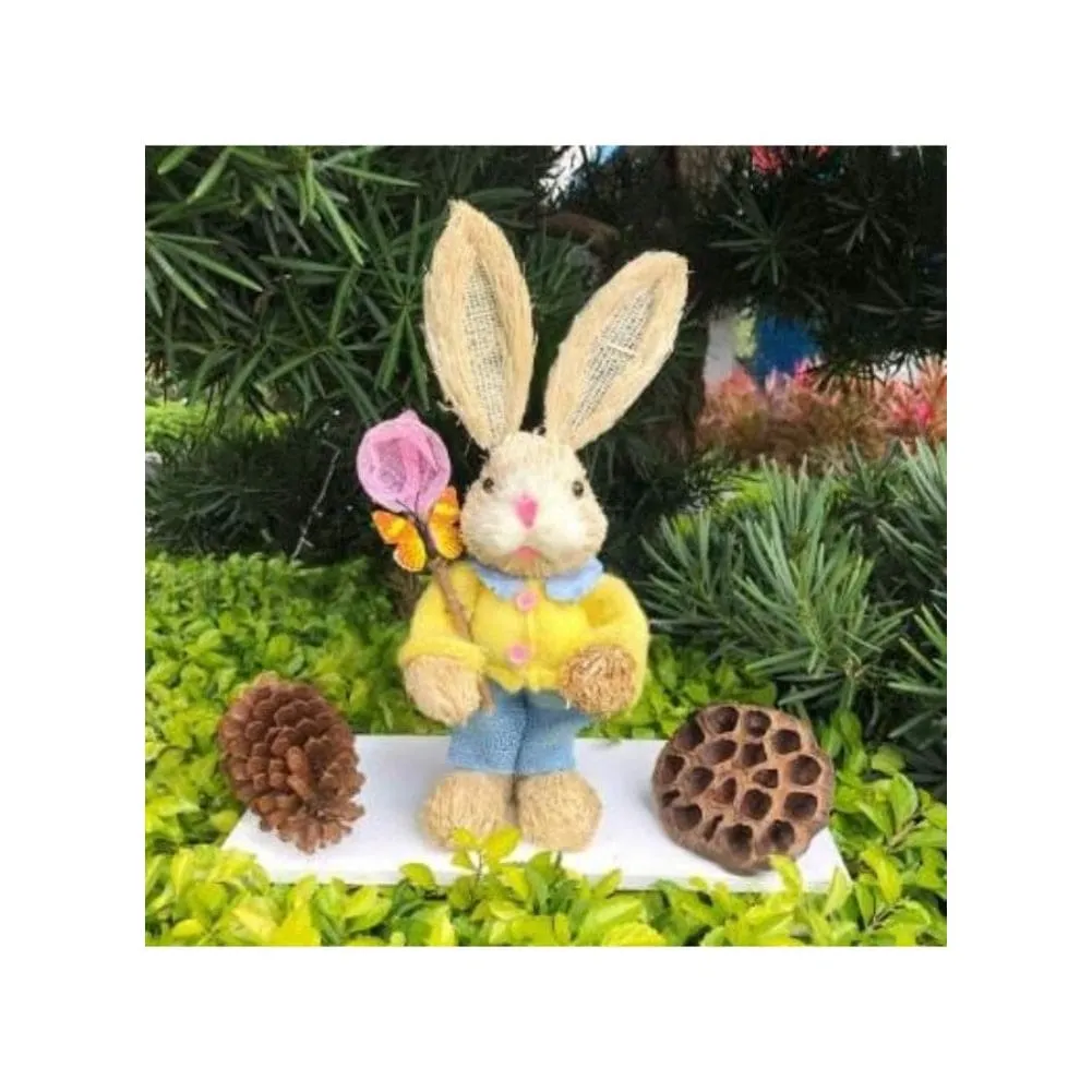 35cm Handmade Straw Rabbit Straw Bunny for Easter Day Artificial Animal Home Furnishing Shop Decoration, Bunny 5