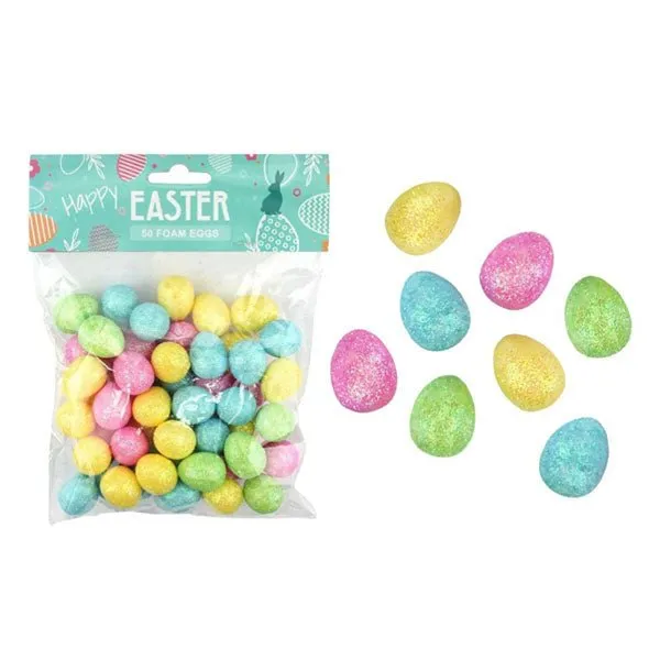 50pk Easter Craft Mini Glitter Foam Eggs