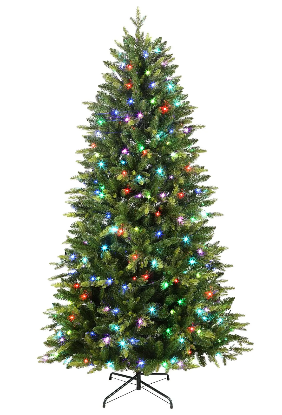 6ft Upgraded Prelit Color Changing RGB Lights Artificial Hinged Christmas Tree with Remote Control