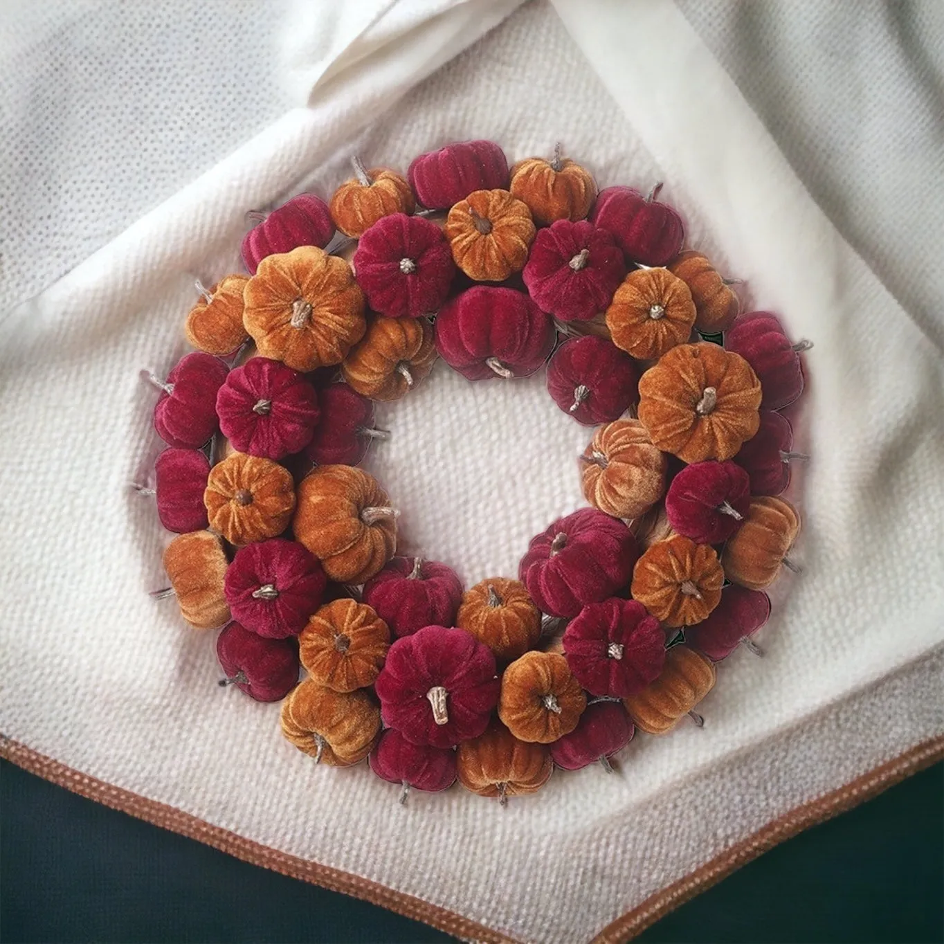 Autumn Velvet Pumpkin Wreath