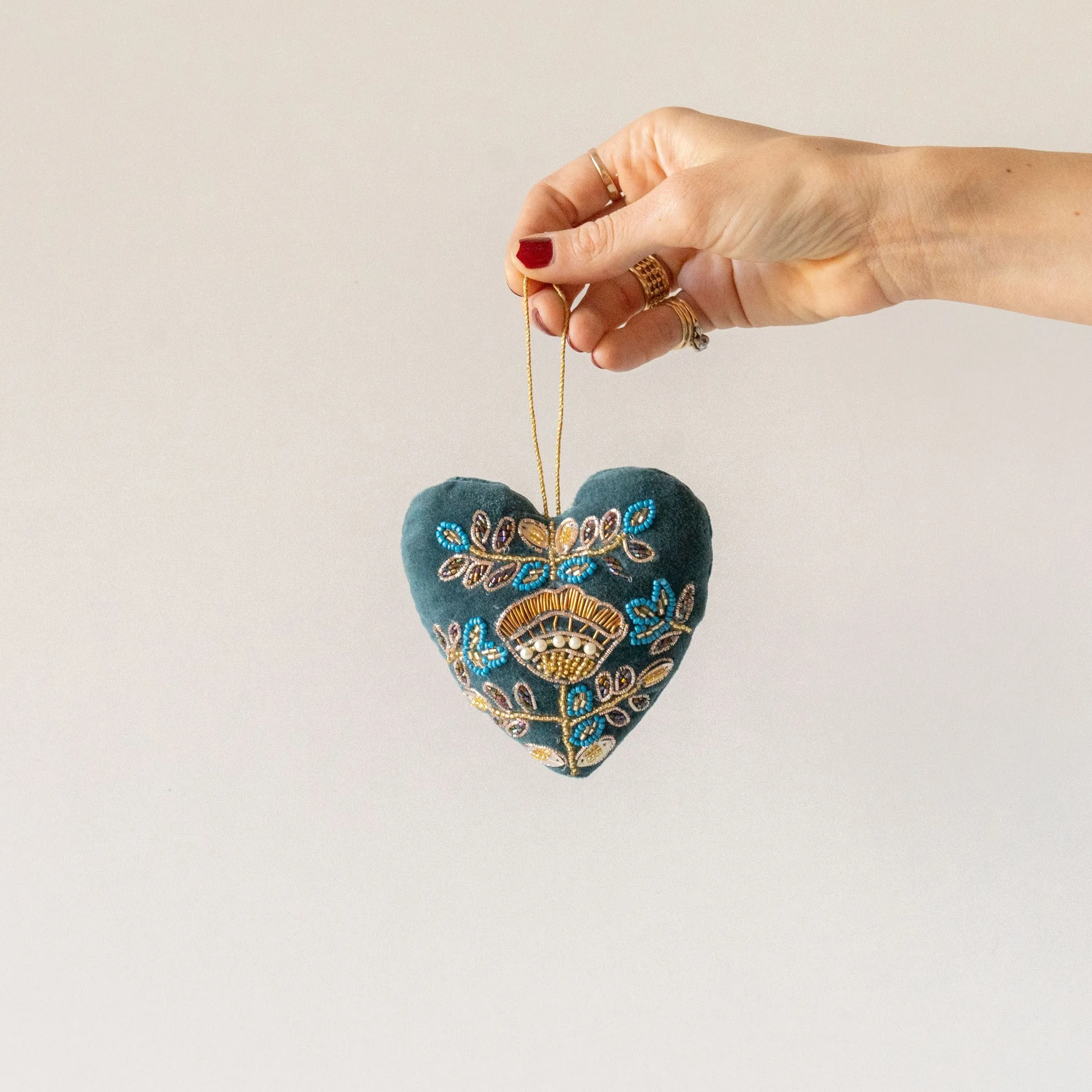 Beaded Velvet Heart Ornament