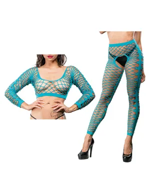 Beverly Hills Naughty Girl Crotchless Front Mesh & Side Design Leggings O/s