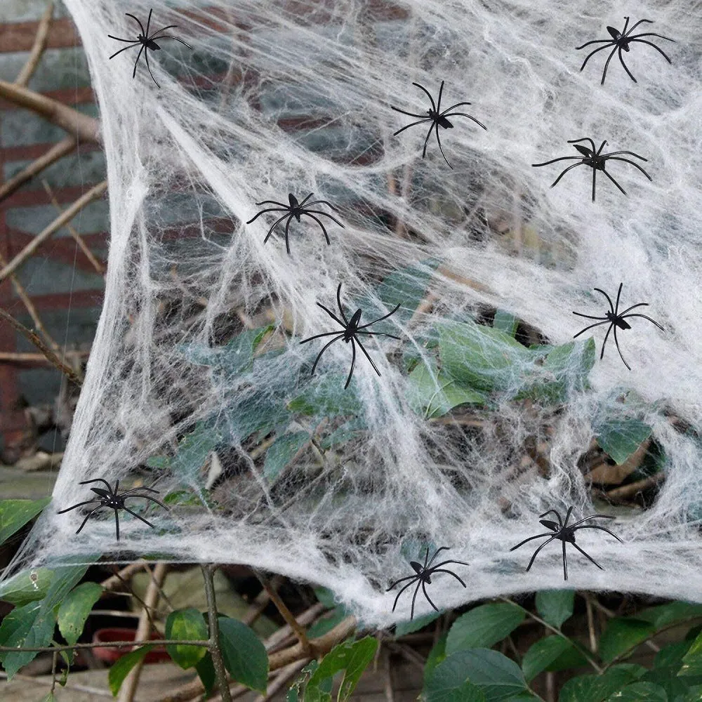 Bulk 1500 sqft Halloween Spider Webs Decorations with 250 Extra Fake Spiders Wholesale