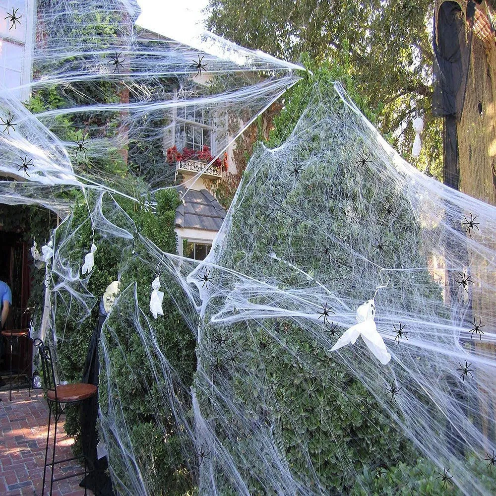 Bulk 1500 sqft Halloween Spider Webs Decorations with 250 Extra Fake Spiders Wholesale