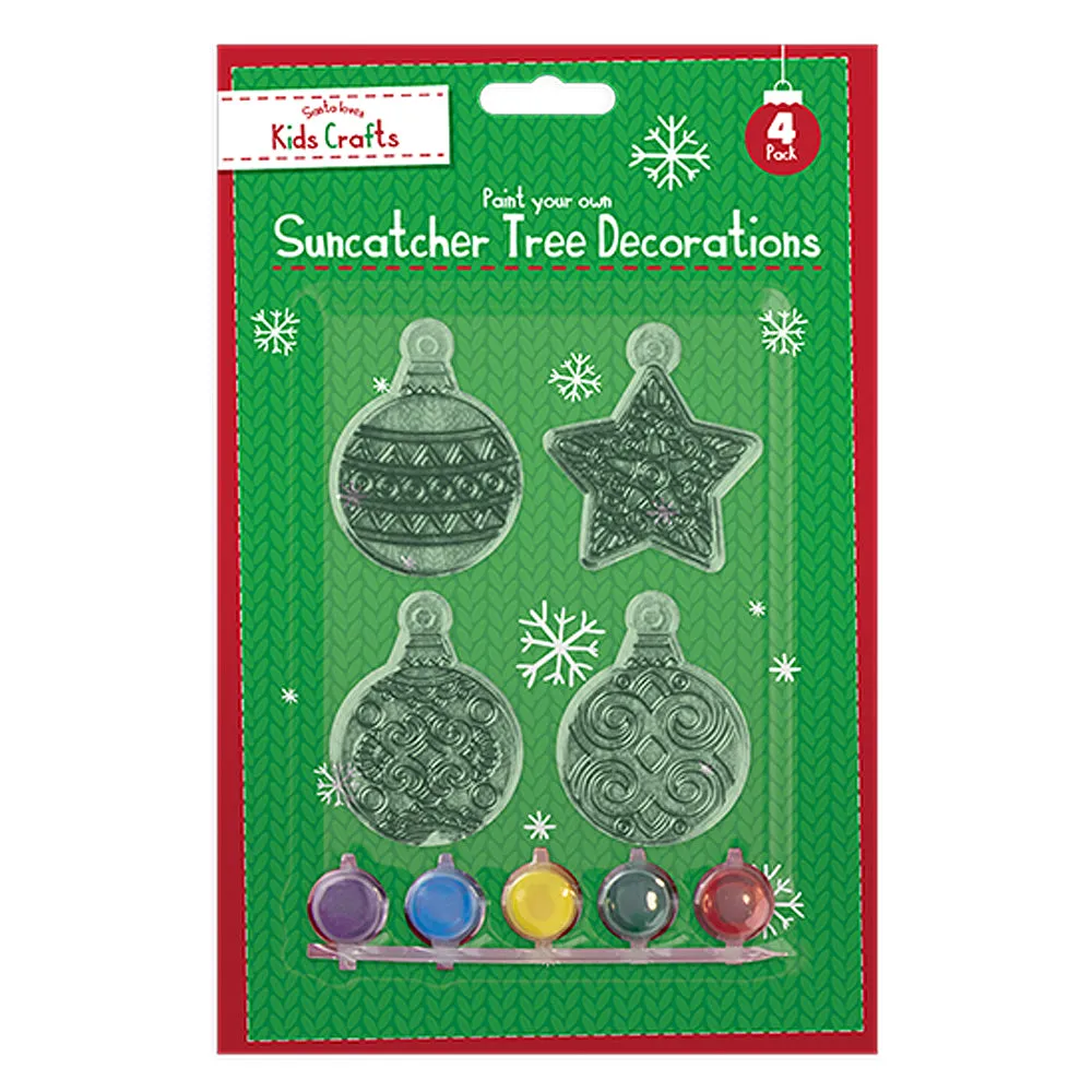 Christmas Paint Your Own Suncatcher Tree Decorations 4pk