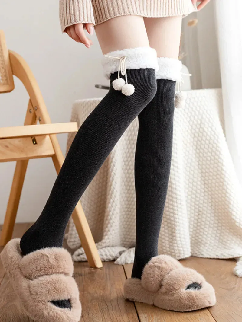 Cozy Wool Pompom Stockings