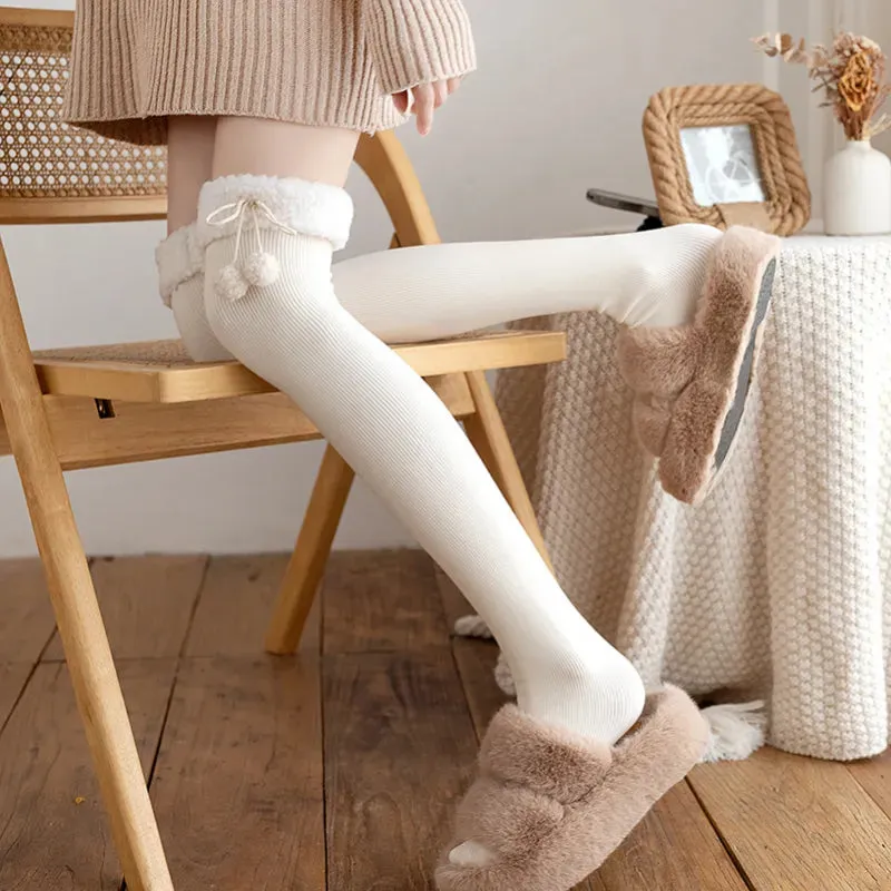 Cozy Wool Pompom Stockings