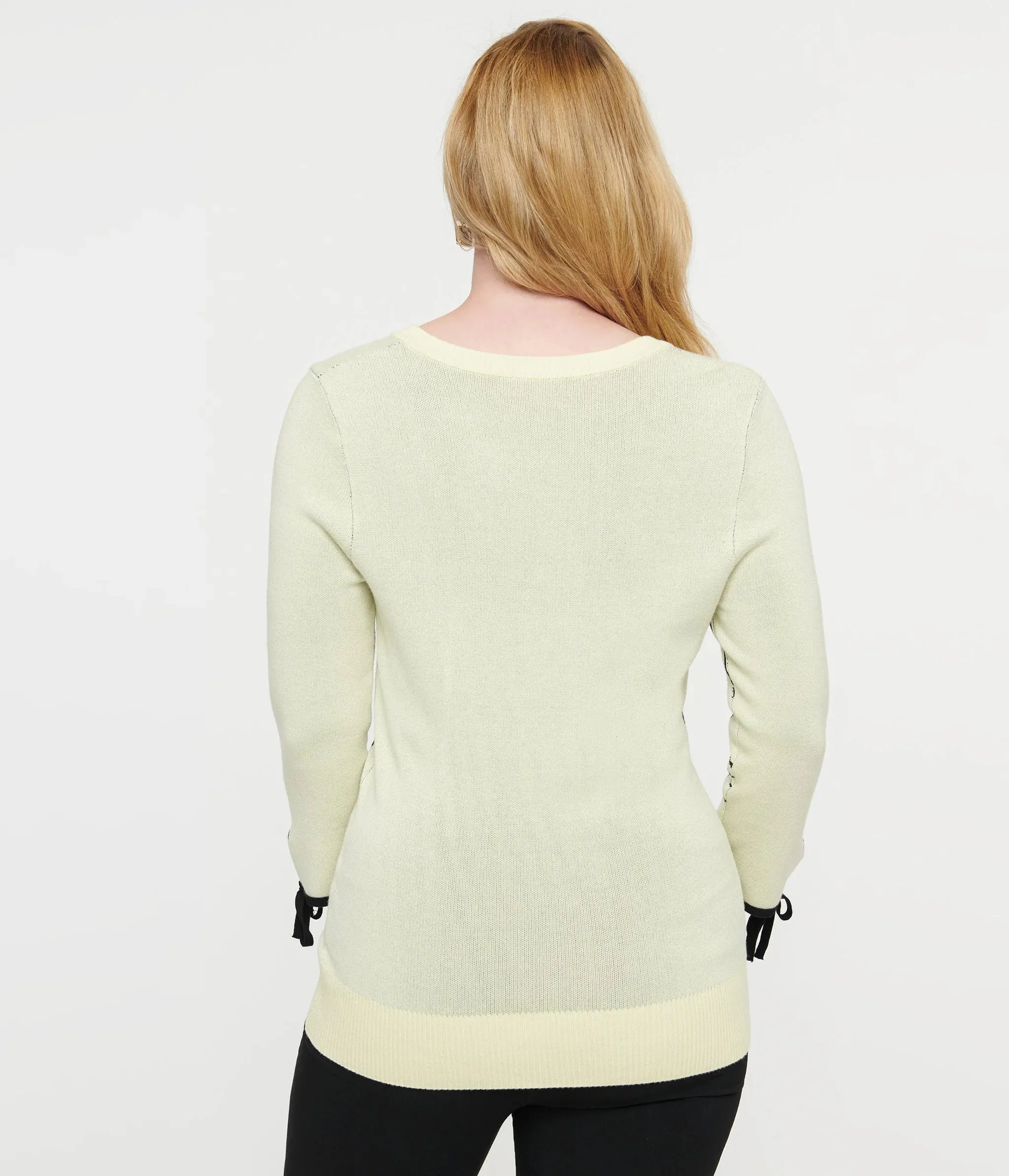 Cream & Black Spiderweb Keyhole Sweater