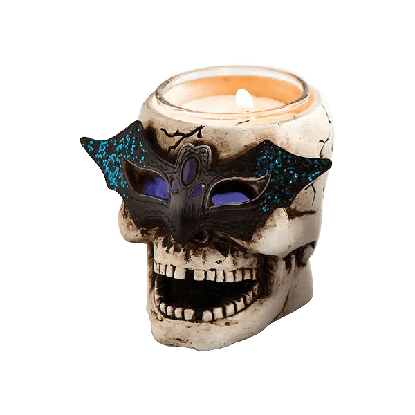 Cypress LED Skull Tealight Holder with Glitter (Set of 2)