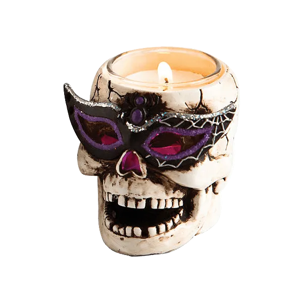 Cypress LED Skull Tealight Holder with Glitter (Set of 2)