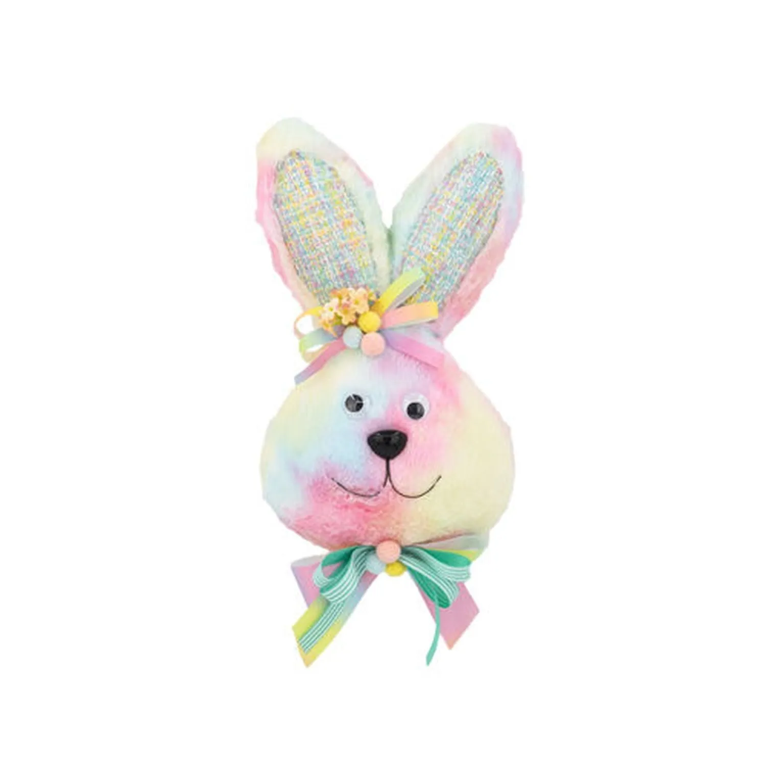 December Diamonds Cotton Candy Land Hanging Bunny Head With Bow, Multicolor