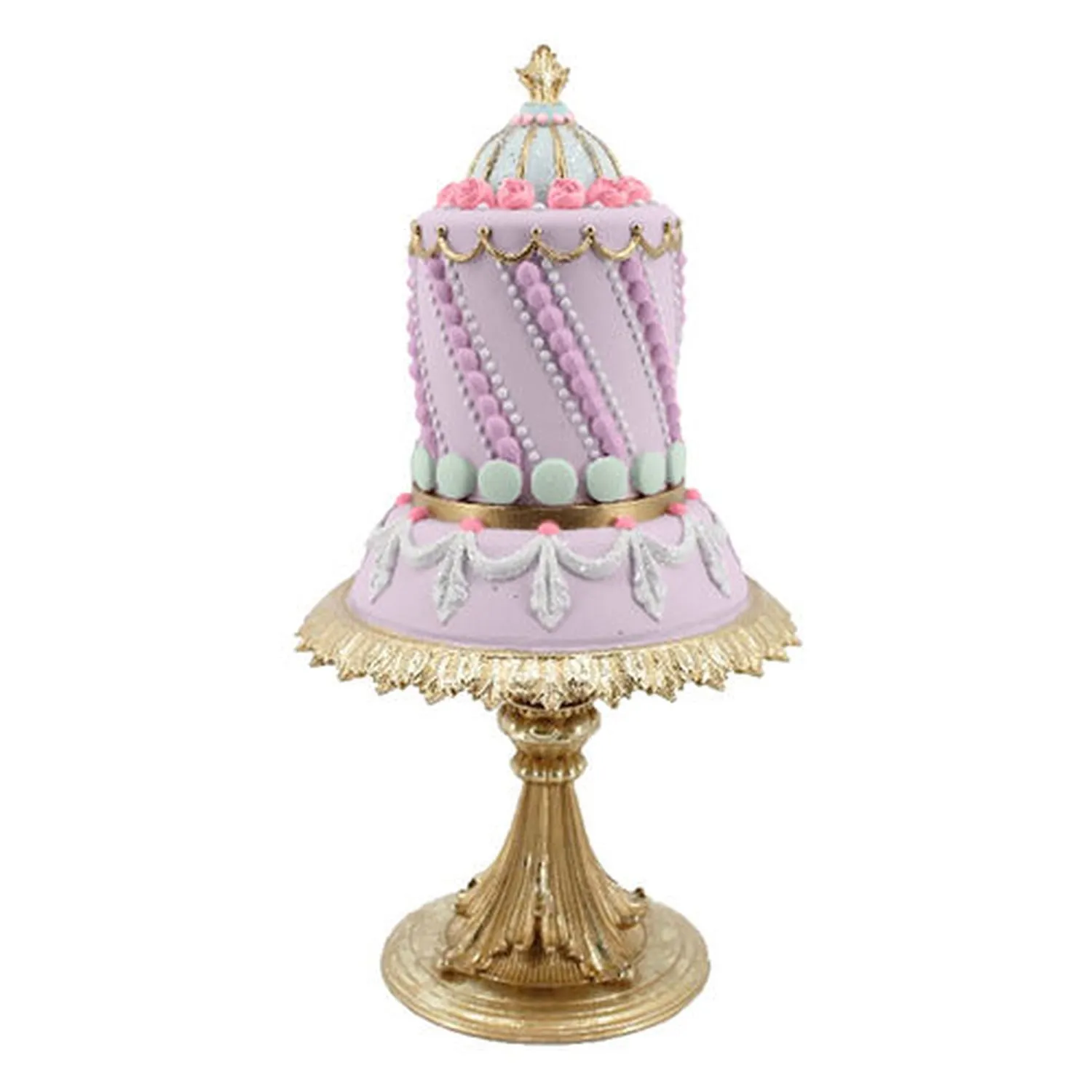 December Diamonds Spring Confections 13" Purple Spring Cake Figurine, Multicolor