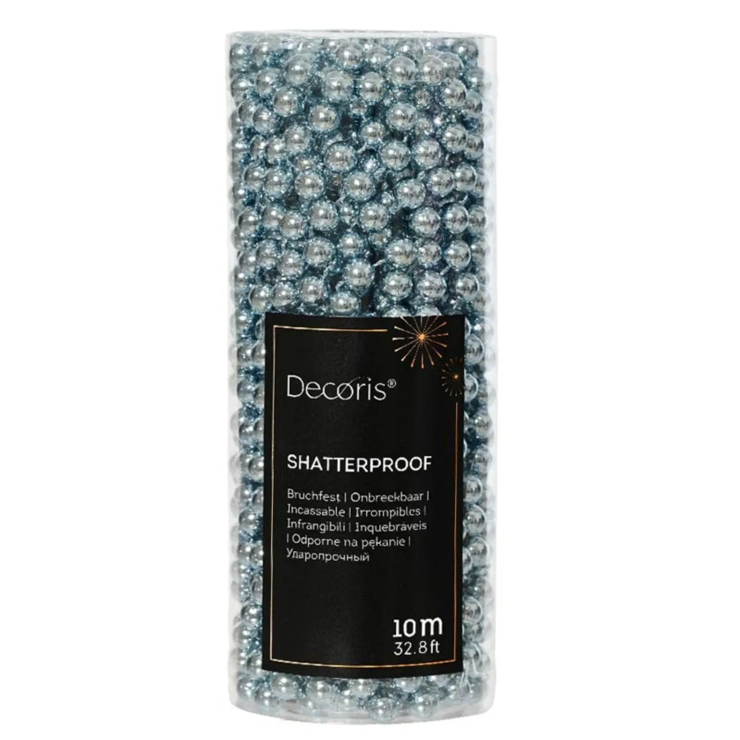 Decoris 10m Ice Blue Shiny Bead Garland