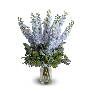 Delphinium Arrangement in Glass 34"H