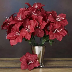 Eastern Lily Bush Artificial Silk Flowers - Burgundy