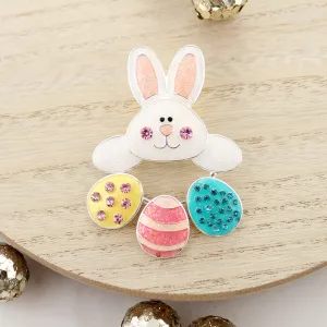 Enamel Easter Bunny & Dangle Egg Pin/Pendant