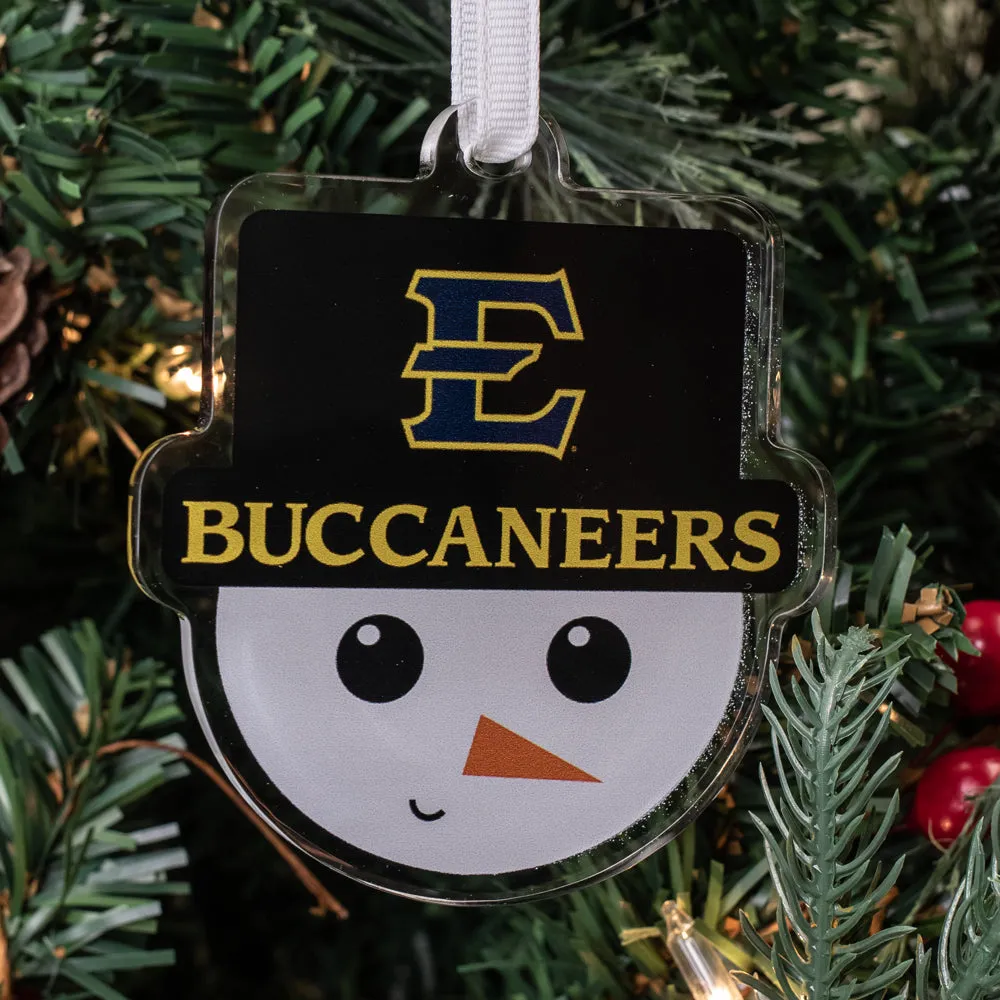 ETSU Bucs - ETSU Snowman Head Double-Sided Ornament