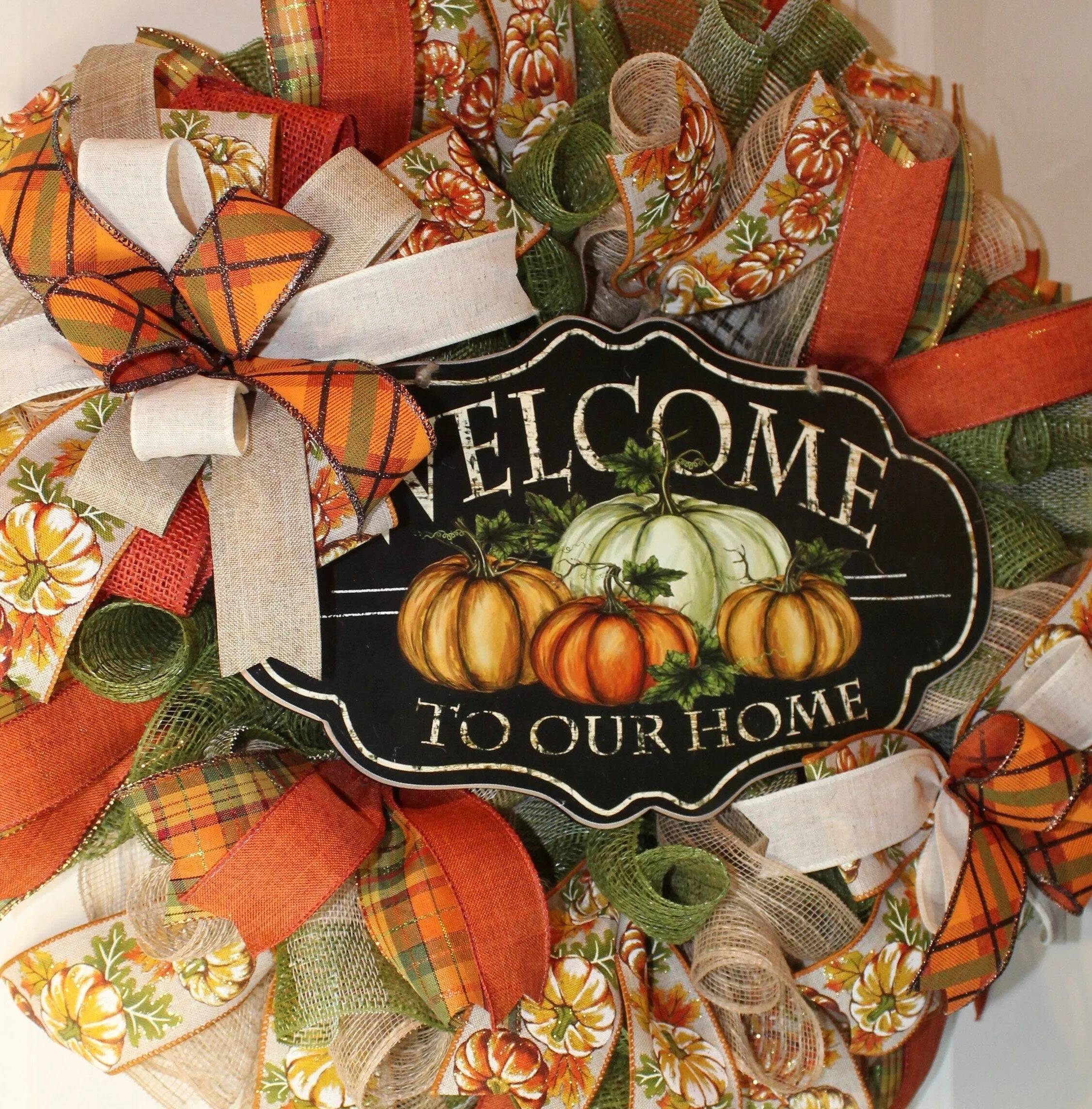 Fall Welcome Pumpkin Wreath