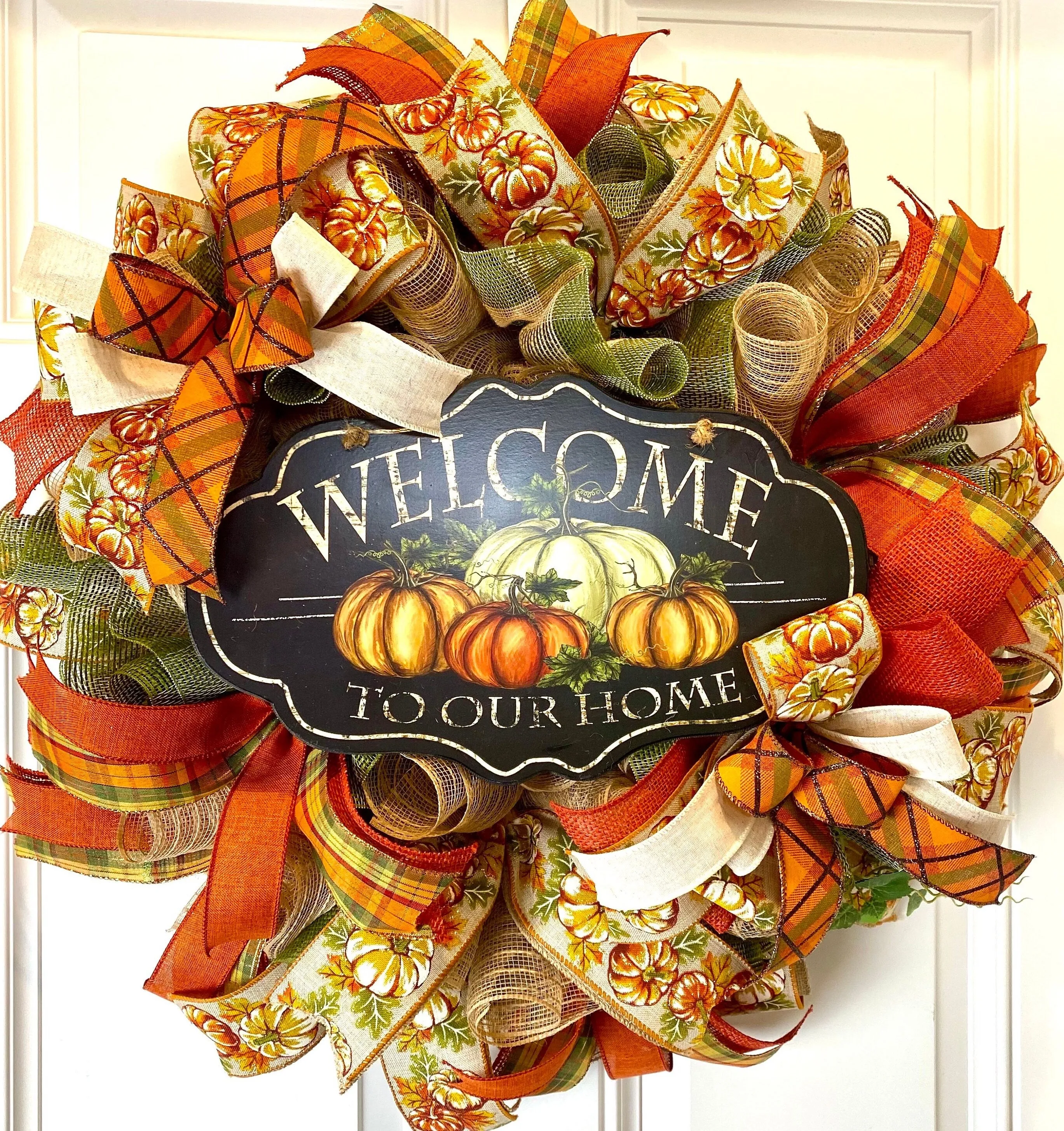 Fall Welcome Pumpkin Wreath