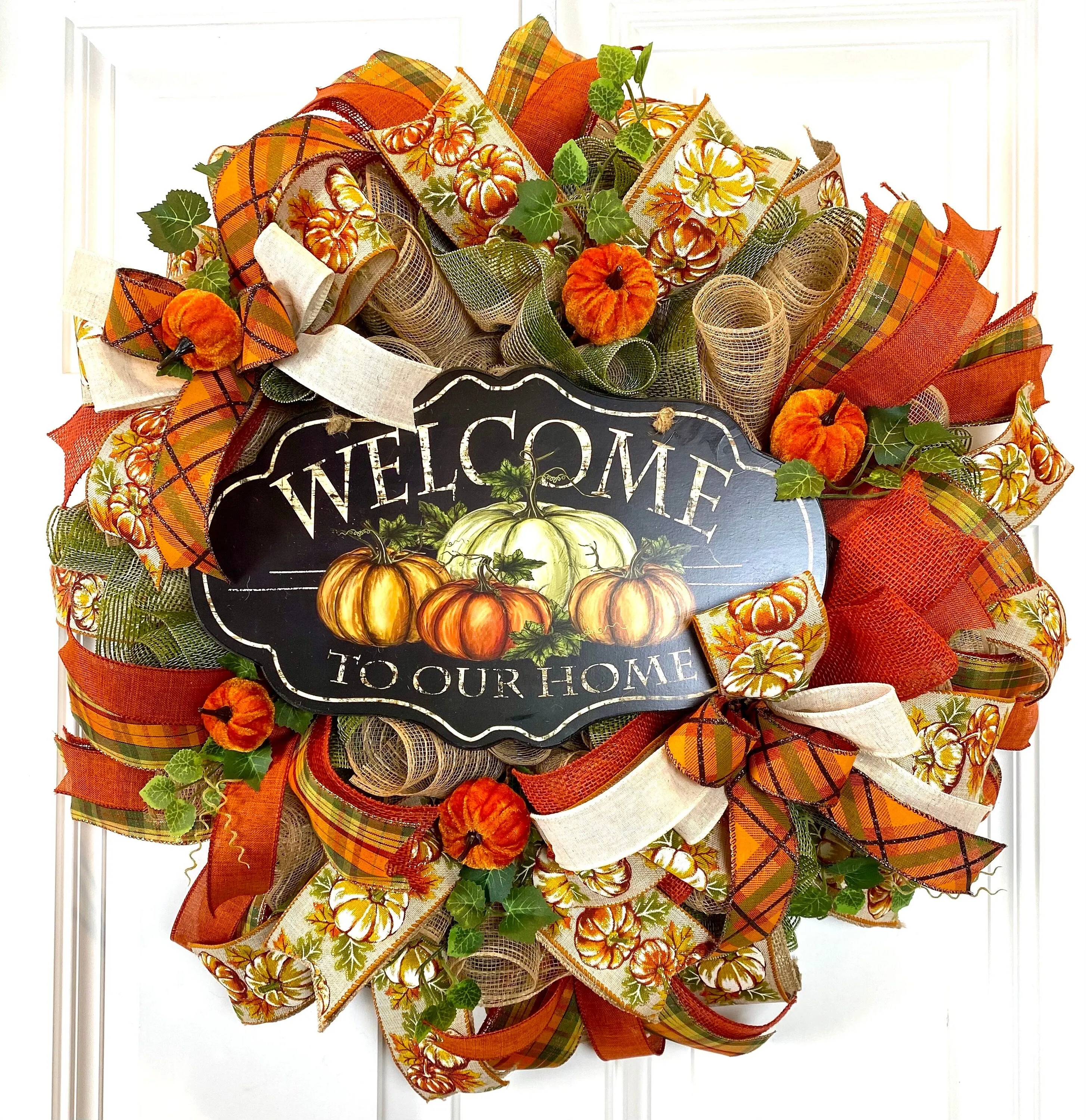 Fall Welcome Pumpkin Wreath