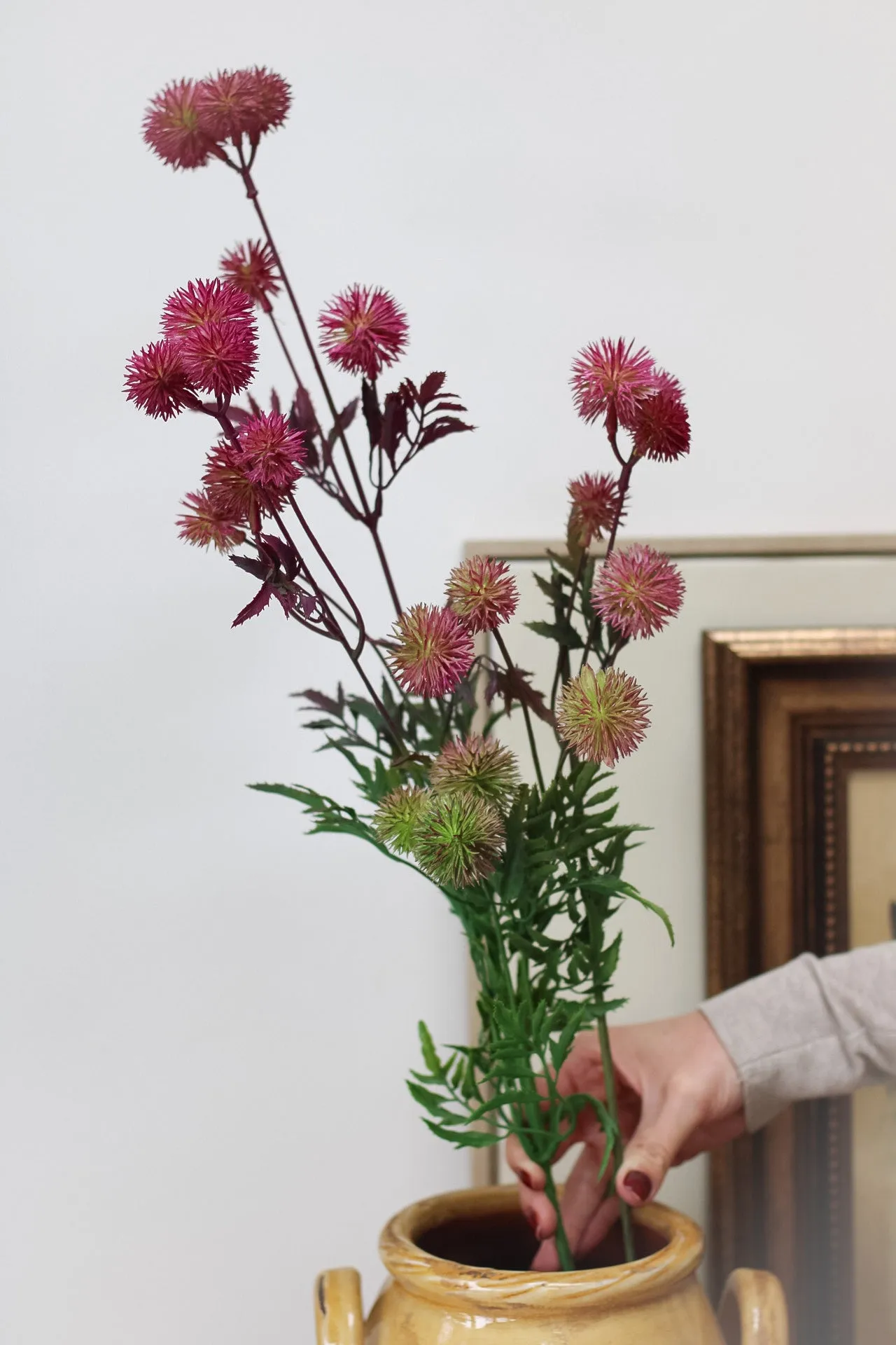 Faux Purple Globe Thistle Spray