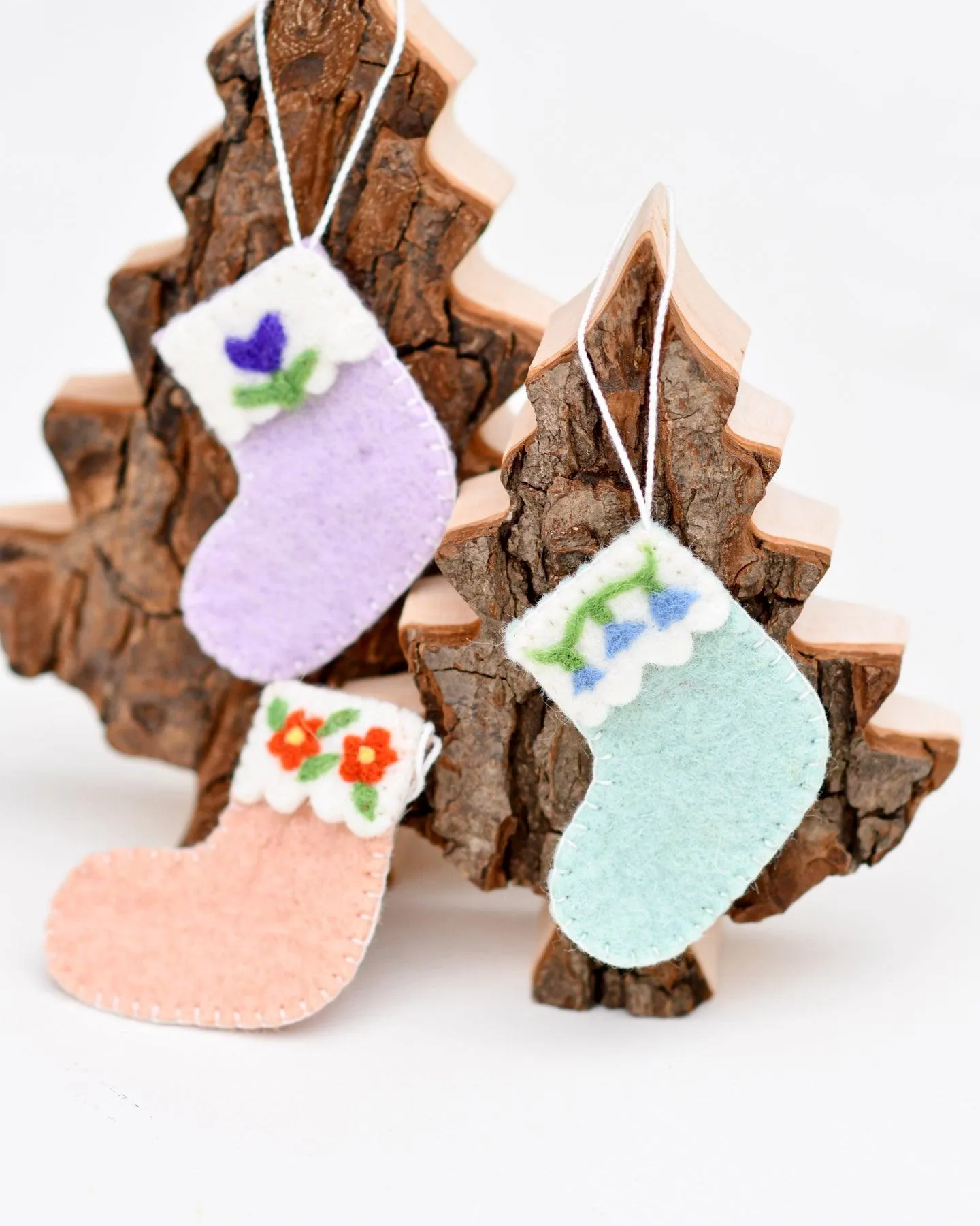 Felt Christmas Stocking Ornaments C (Set of 3)