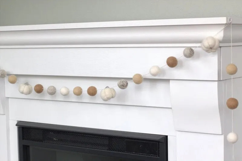 Felt Pumpkin Garland- White, Gray, Tan