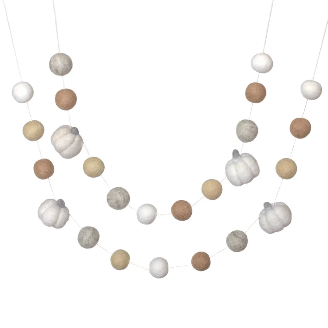 Felt Pumpkin Garland- White, Gray, Tan