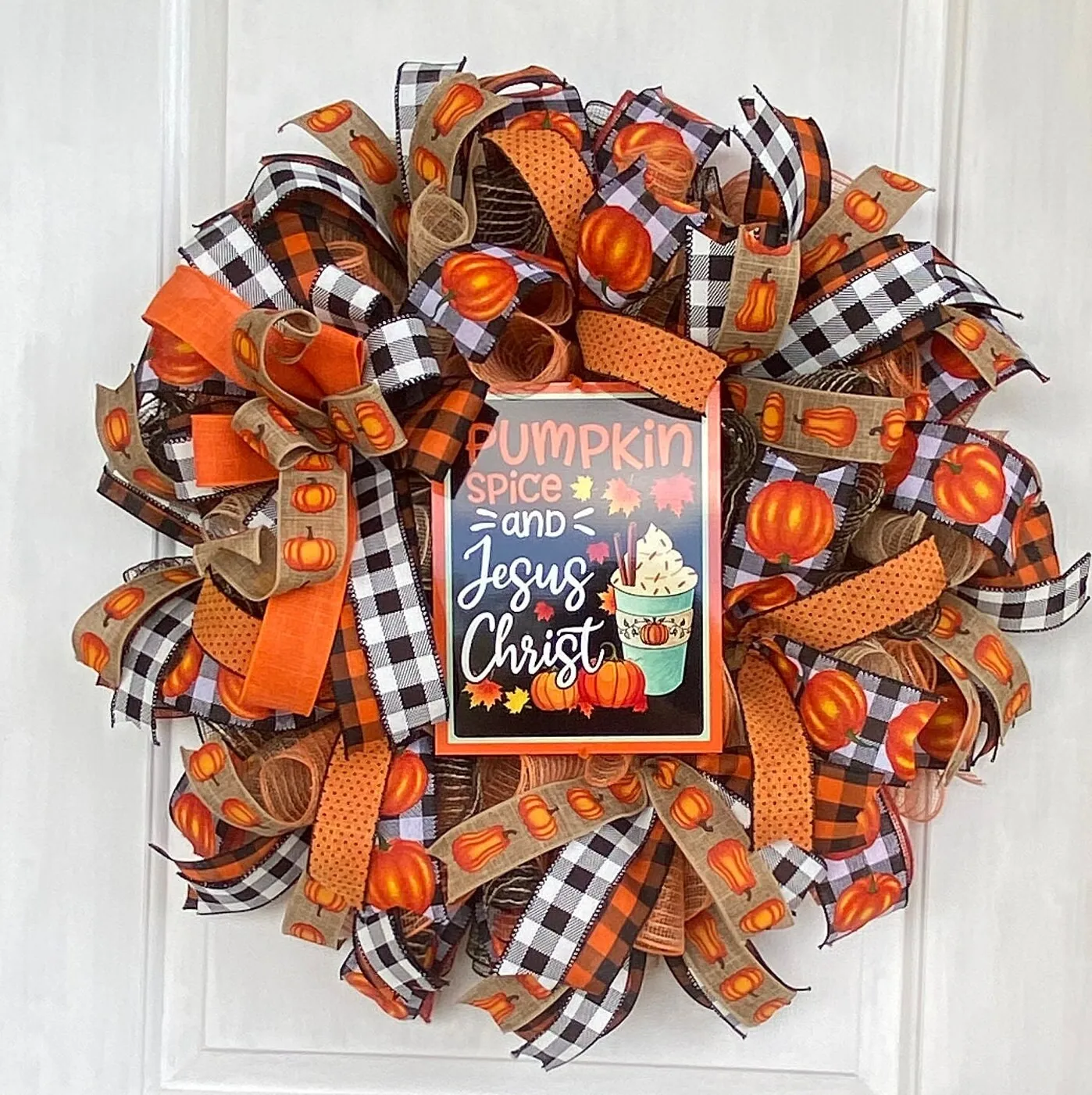 Floral Pumpkin Spice Jesus Christ Wreath