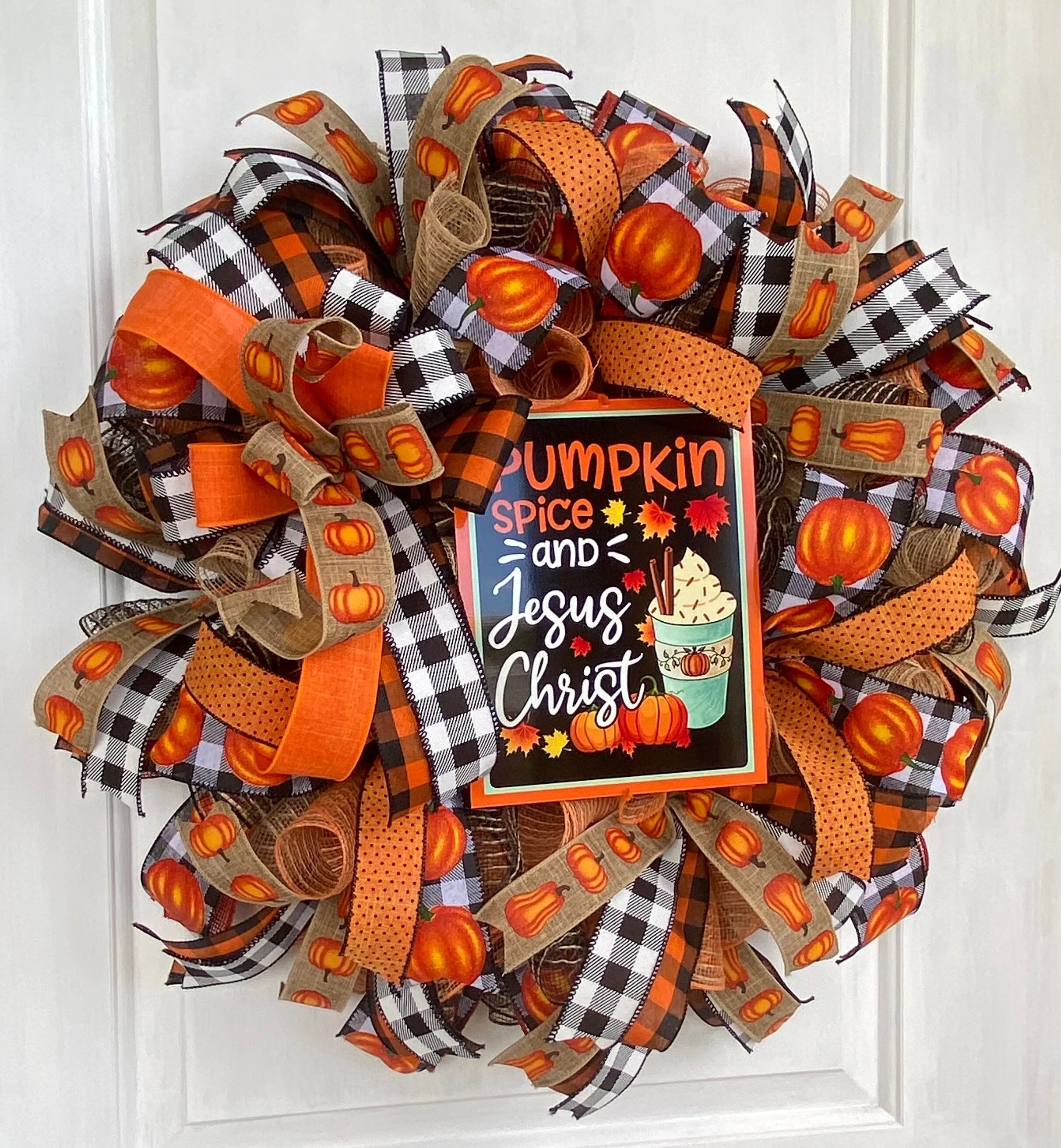 Floral Pumpkin Spice Jesus Christ Wreath