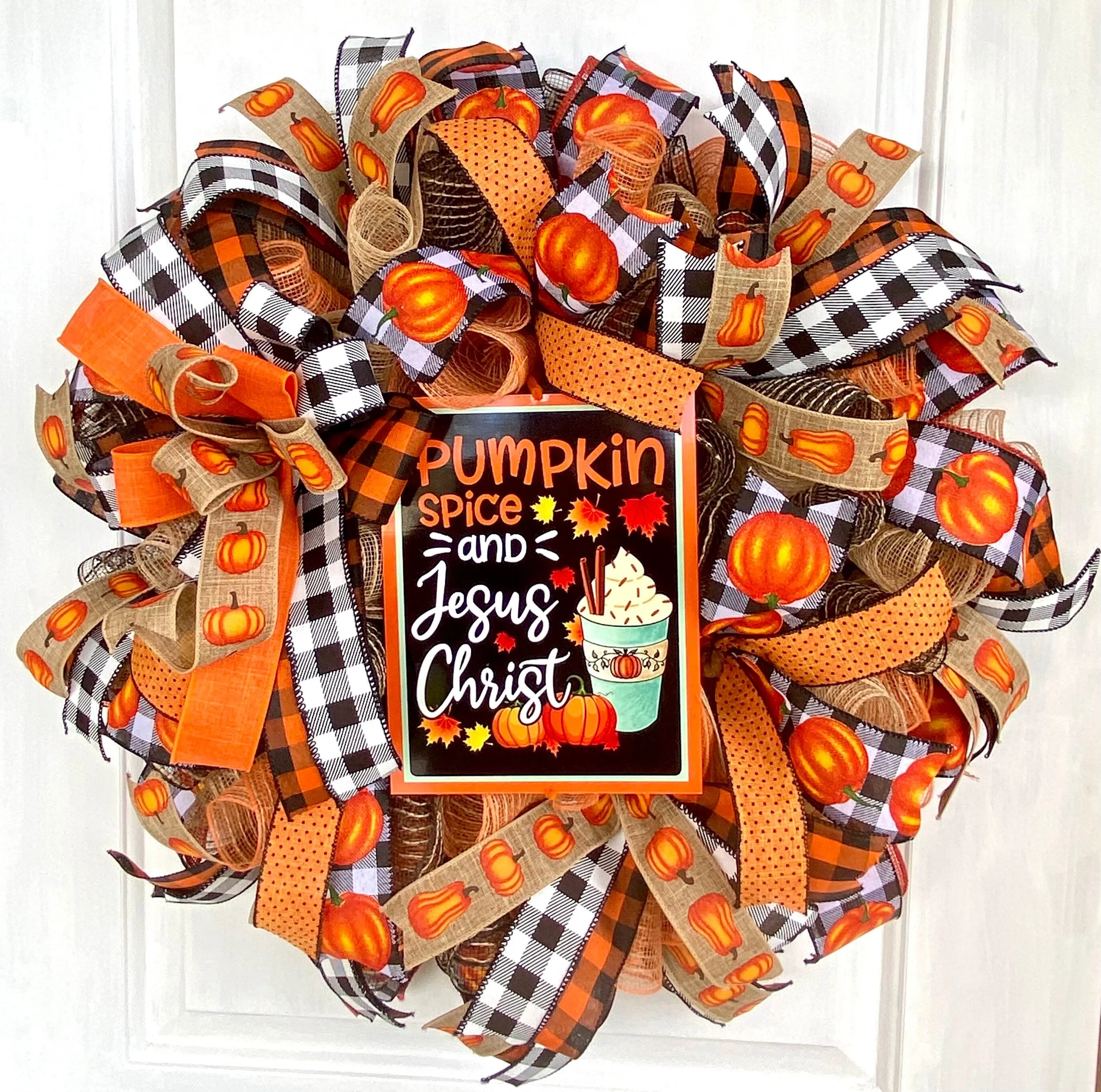 Floral Pumpkin Spice Jesus Christ Wreath