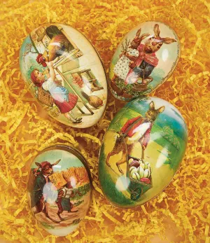 Four Small Paper-Mache Eggs