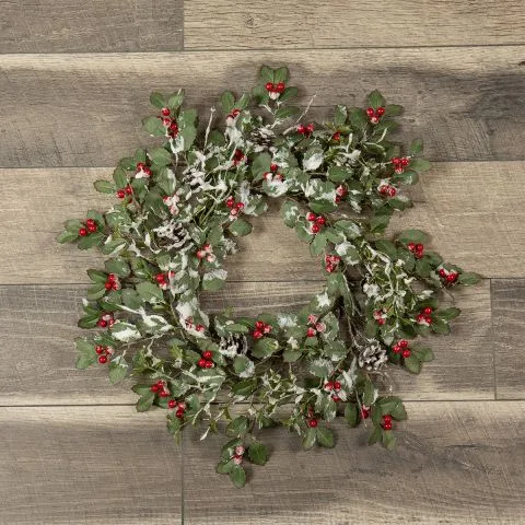 Glittered Holly Berry and Pinecone Small Wreath