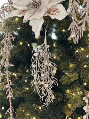 Glittered Pearl Leaf Hanging Ornament