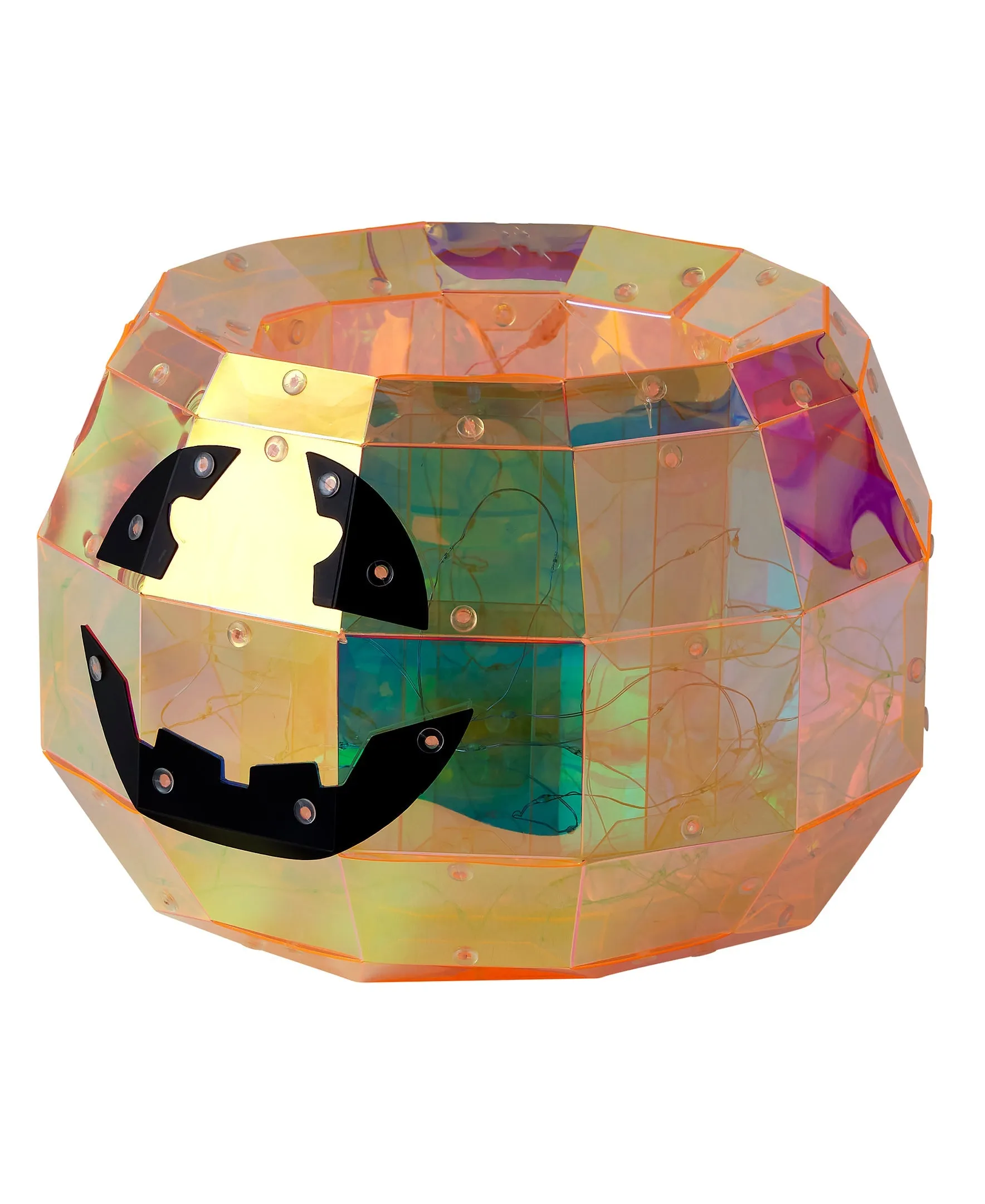 Iridescent Halloween Pumpkin Candy Box 9", LED lights