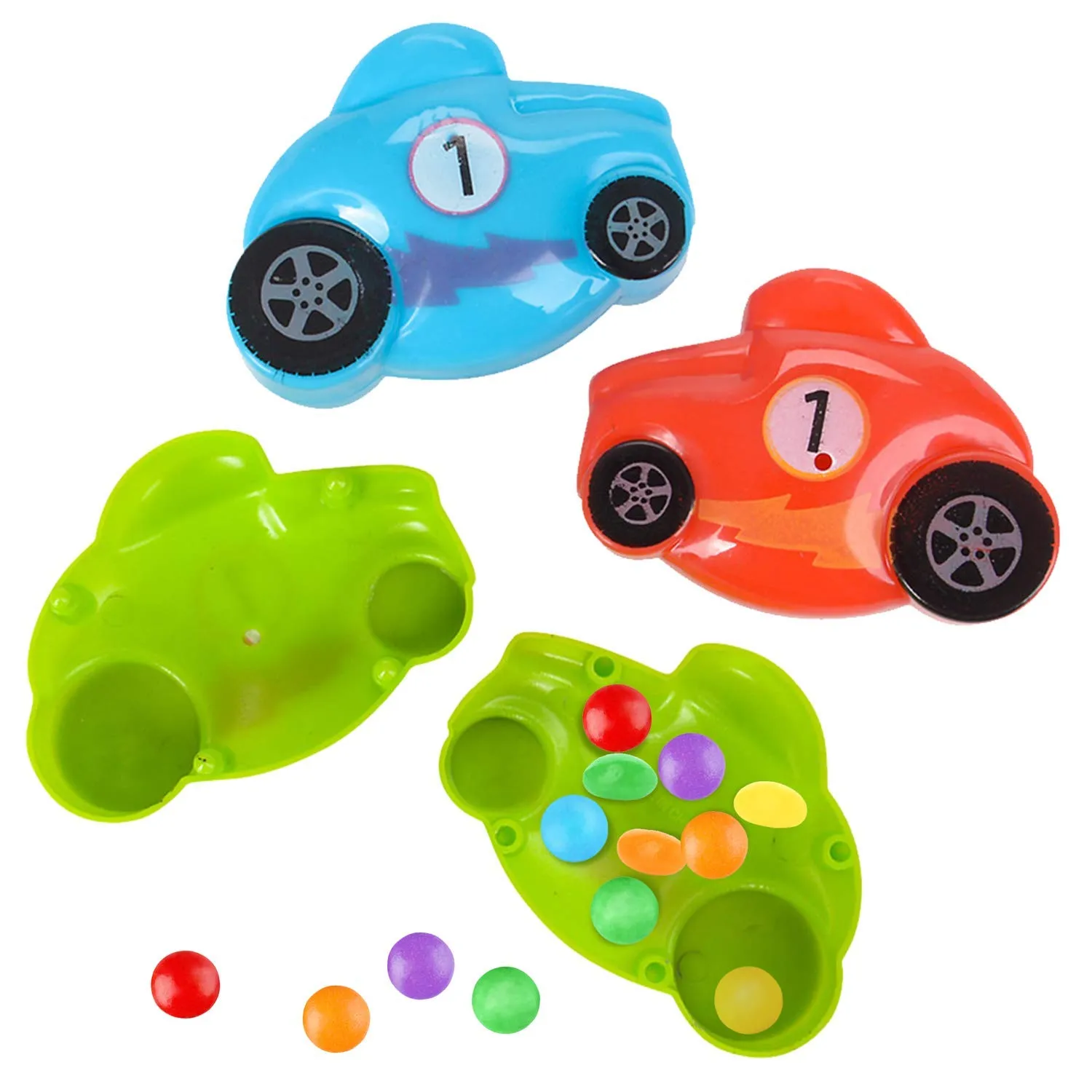 Kicko Race Car Easter Eggs - Pack of 12 2.5 Plastic Car-Shaped Eggs for Easter