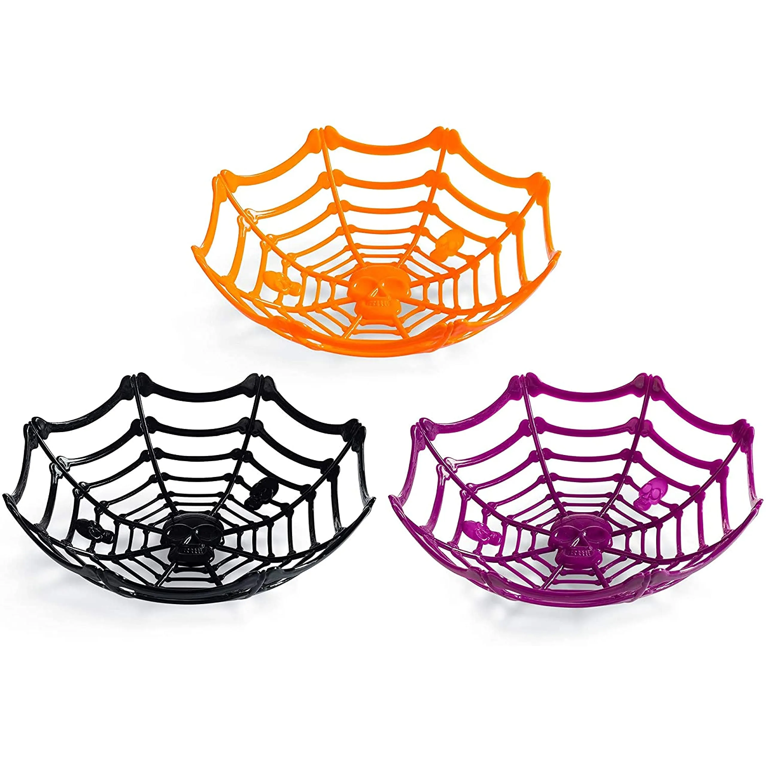 Large Halloween Spider Web and Skulls Basket Bowls for Halloween Party Supplies, Halloween