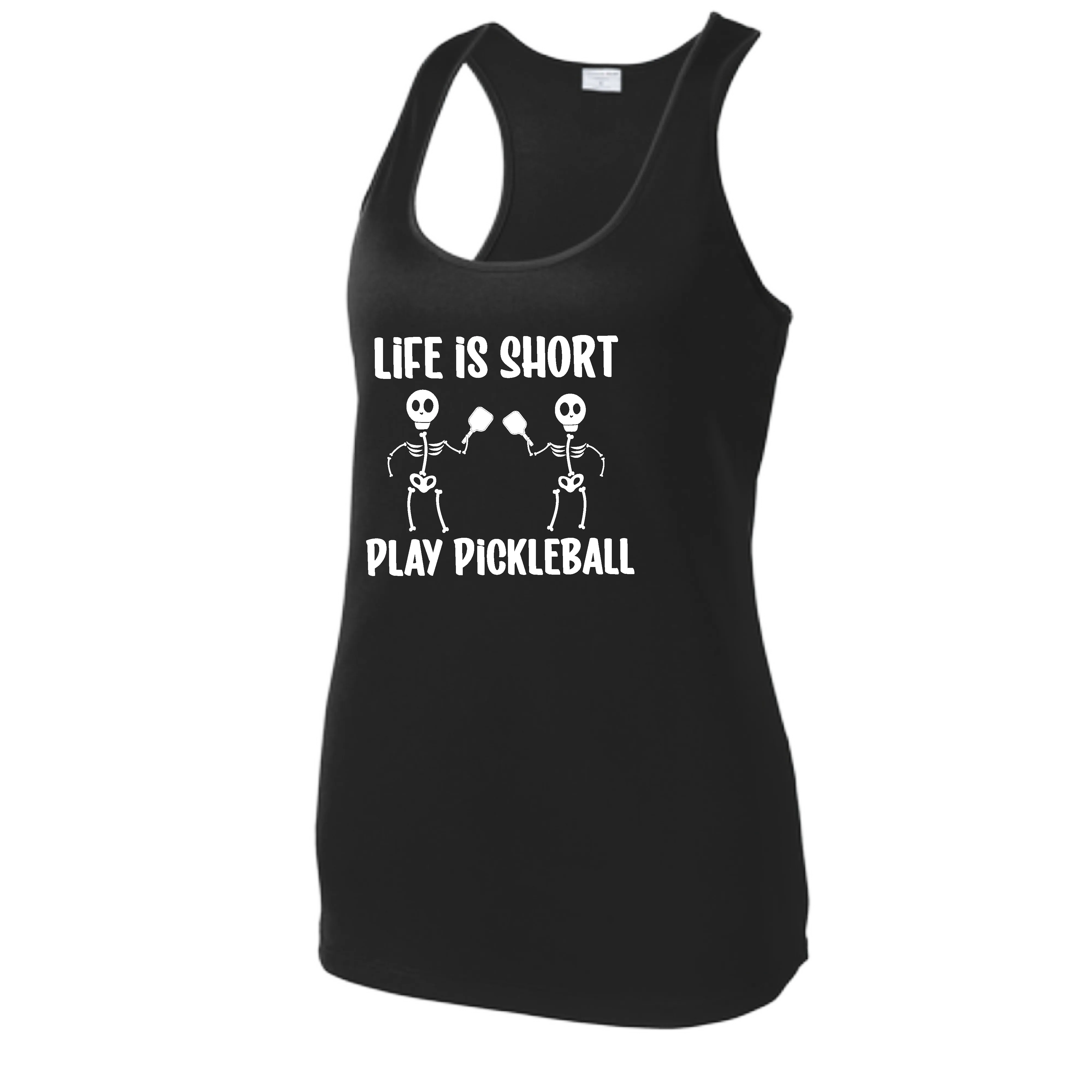 Life is Short Skeletons | Women's Racerback Pickleball Tank | 100% Polyester