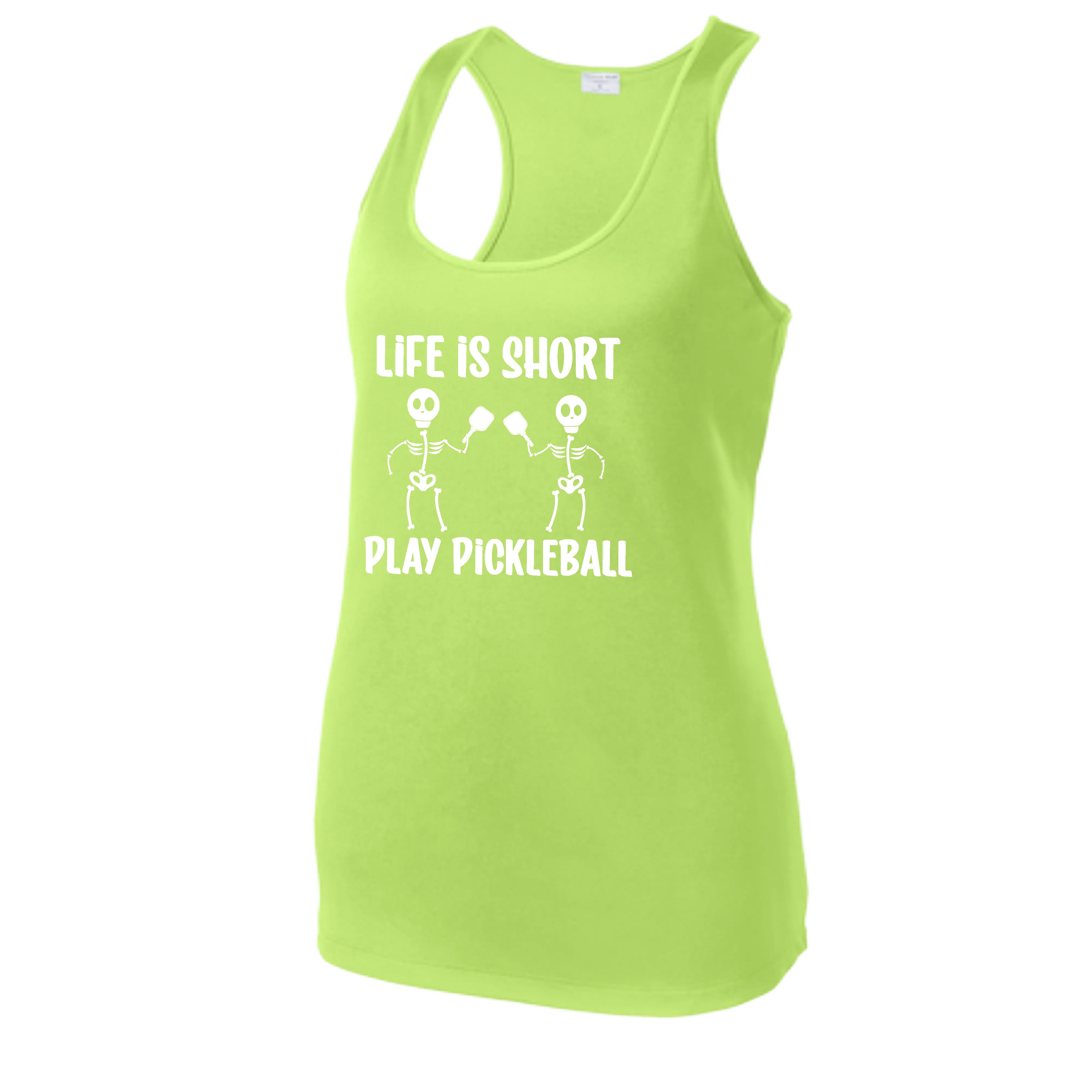 Life is Short Skeletons | Women's Racerback Pickleball Tank | 100% Polyester