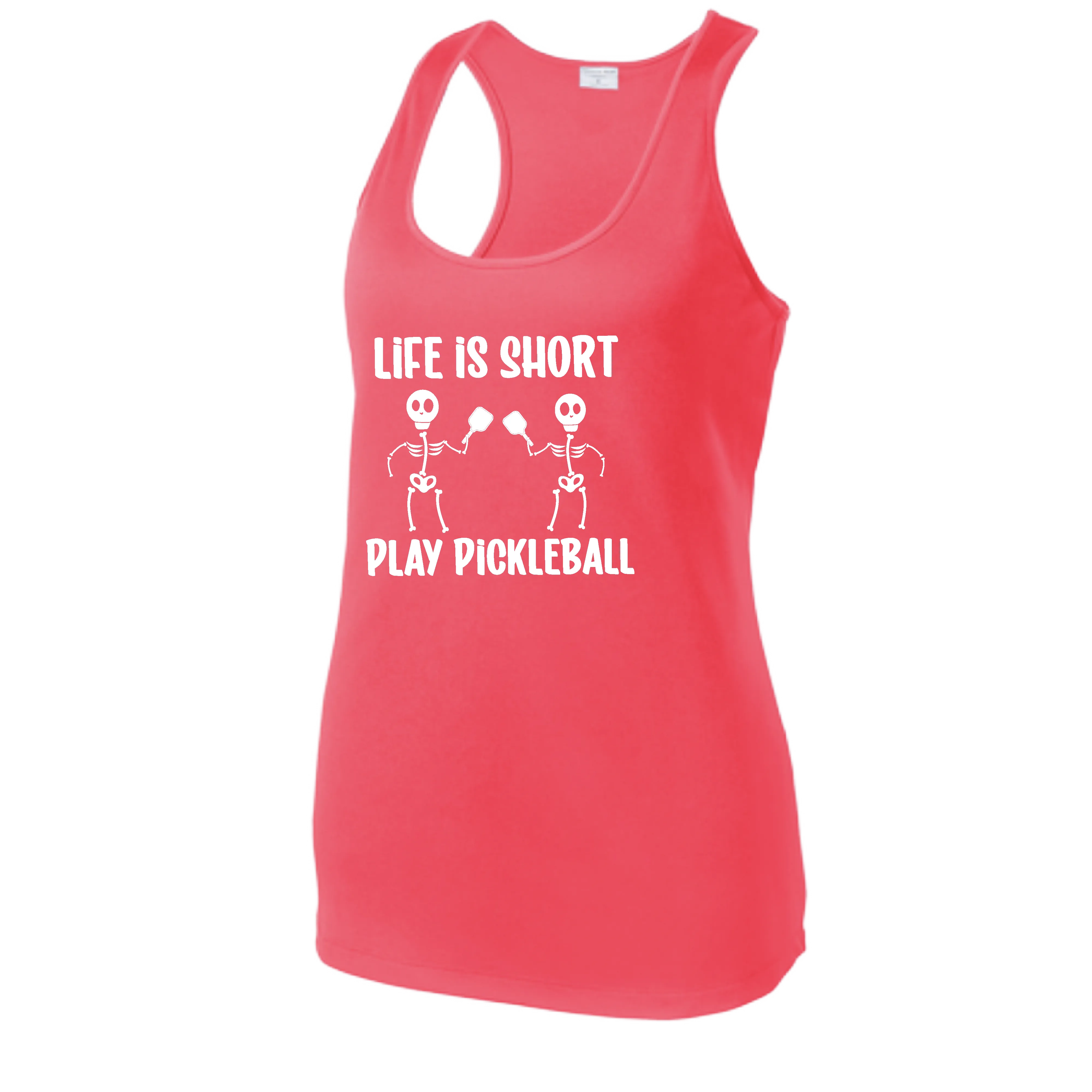 Life is Short Skeletons | Women's Racerback Pickleball Tank | 100% Polyester