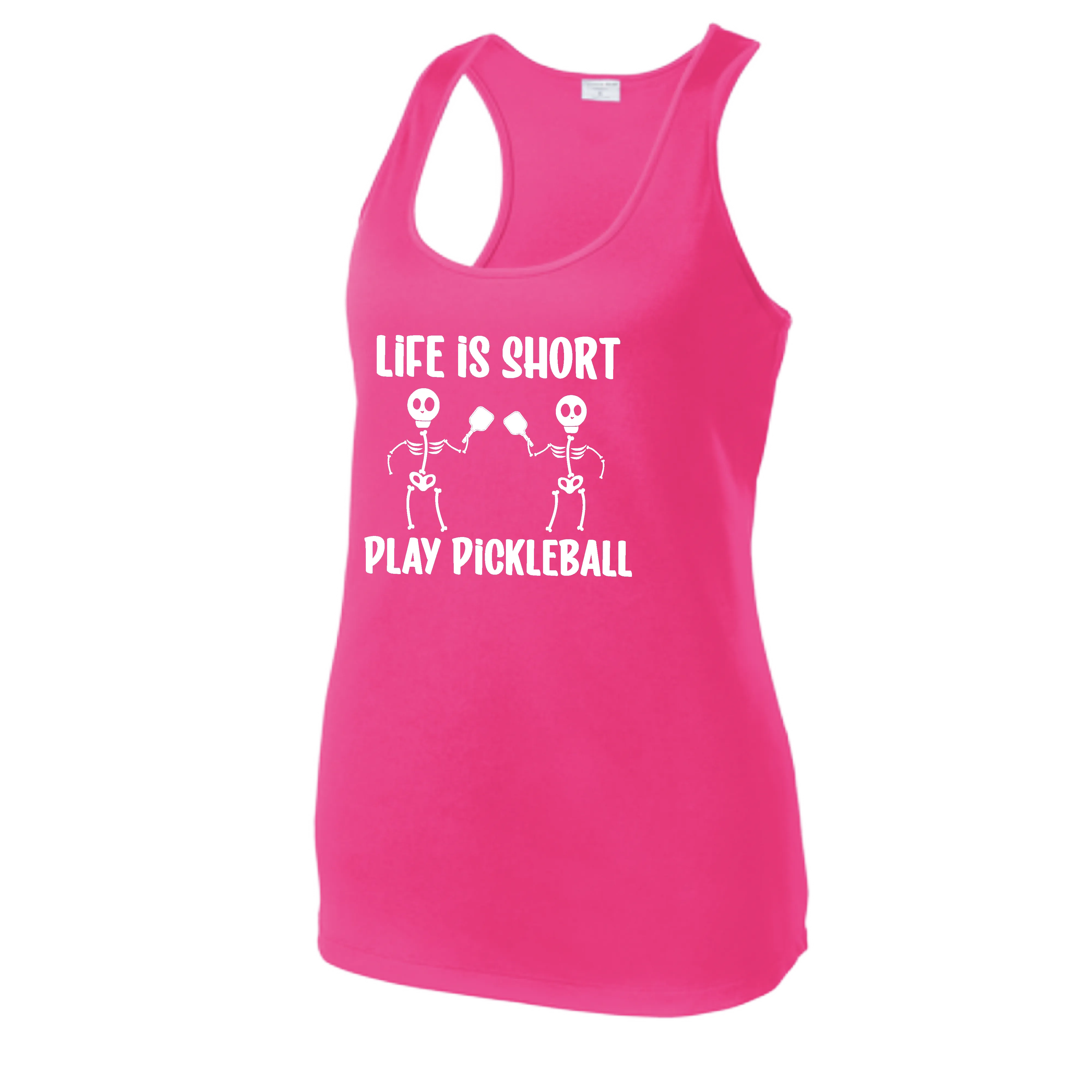 Life is Short Skeletons | Women's Racerback Pickleball Tank | 100% Polyester